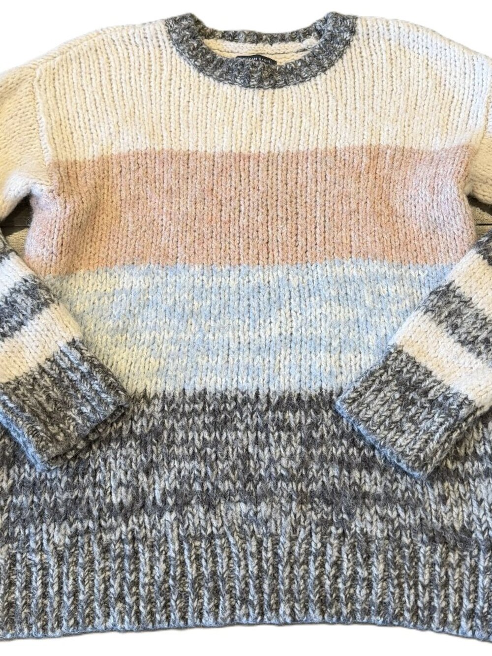 American Eagle Women's Size M Jegging Fit Wool Blend Chunky Striped Sweater